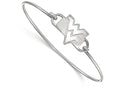 LogoArt Sterling Silver West Virginia University Small Ctr Wire Bangle