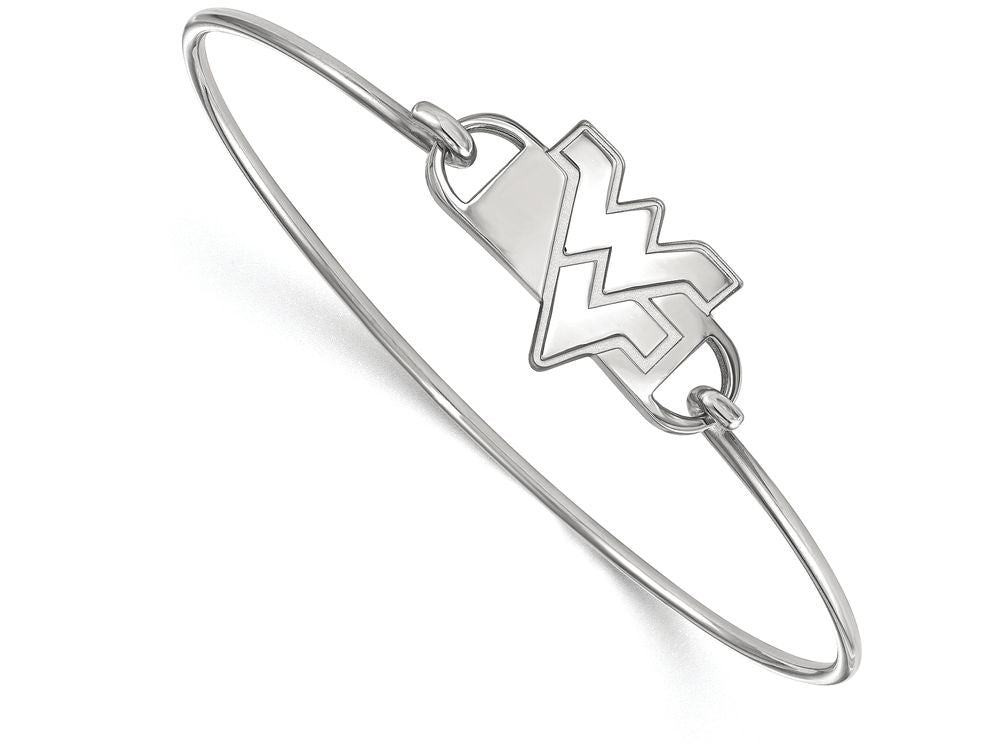 LogoArt Sterling Silver West Virginia University Small Ctr Wire Bangle
