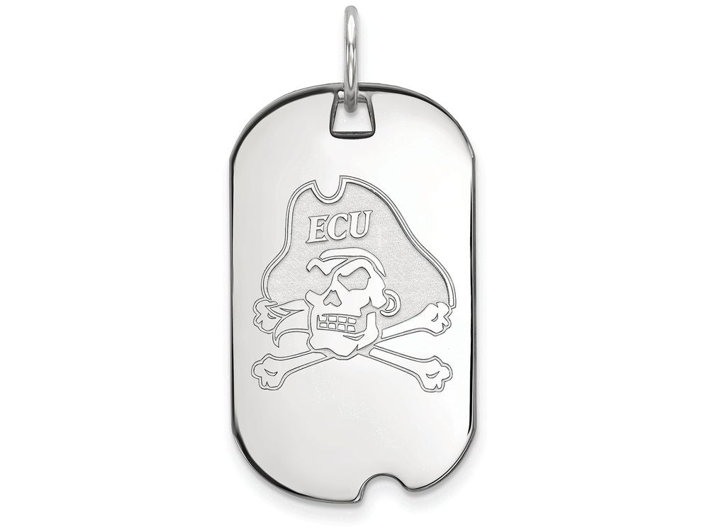 LogoArt Sterling Silver East Carolina University Small Dog Tag Pendant Necklace