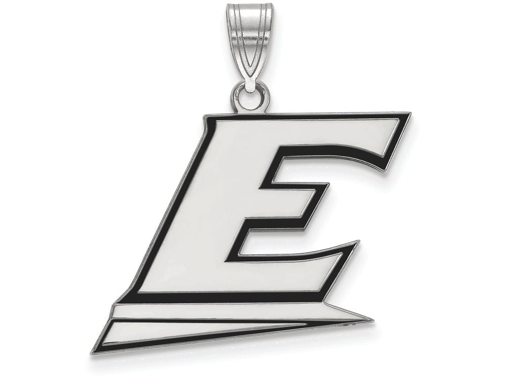 LogoArt Sterling Silver Eastern Kentucky University Large Enamel Pendant Necklace
