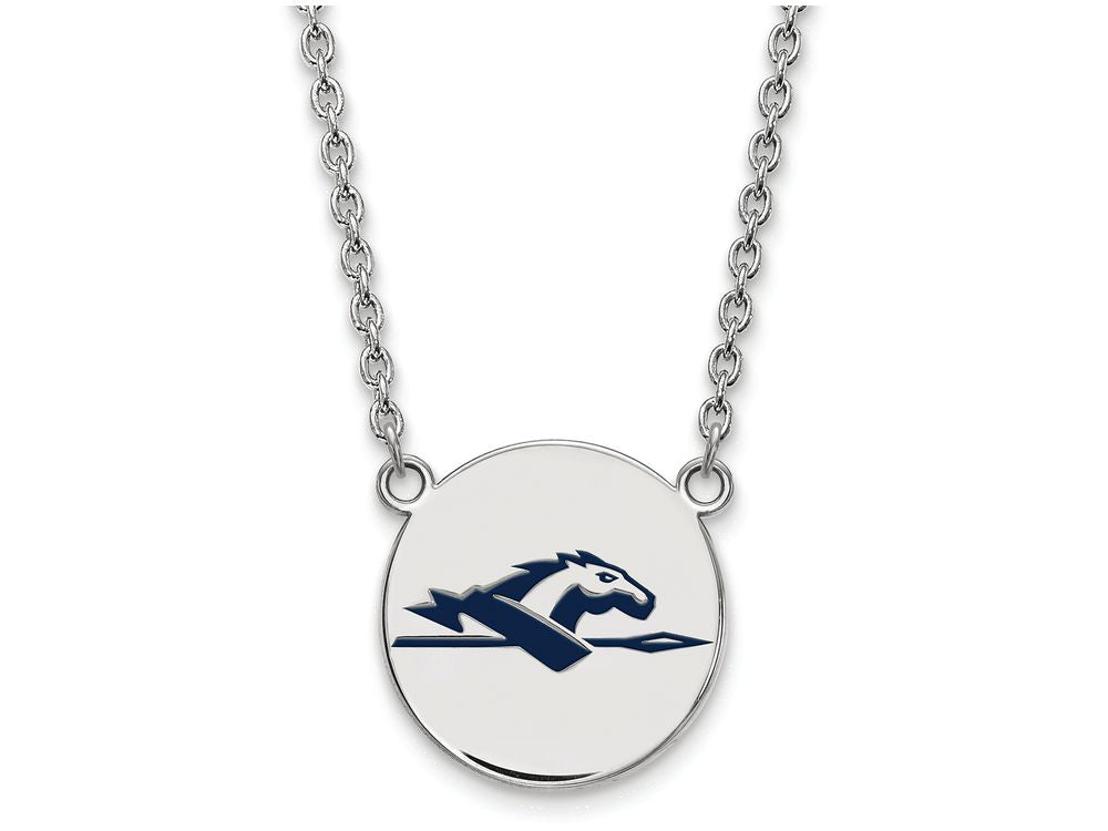 LogoArt Sterling Silver Longwood University Large Enamel Disc Necklace