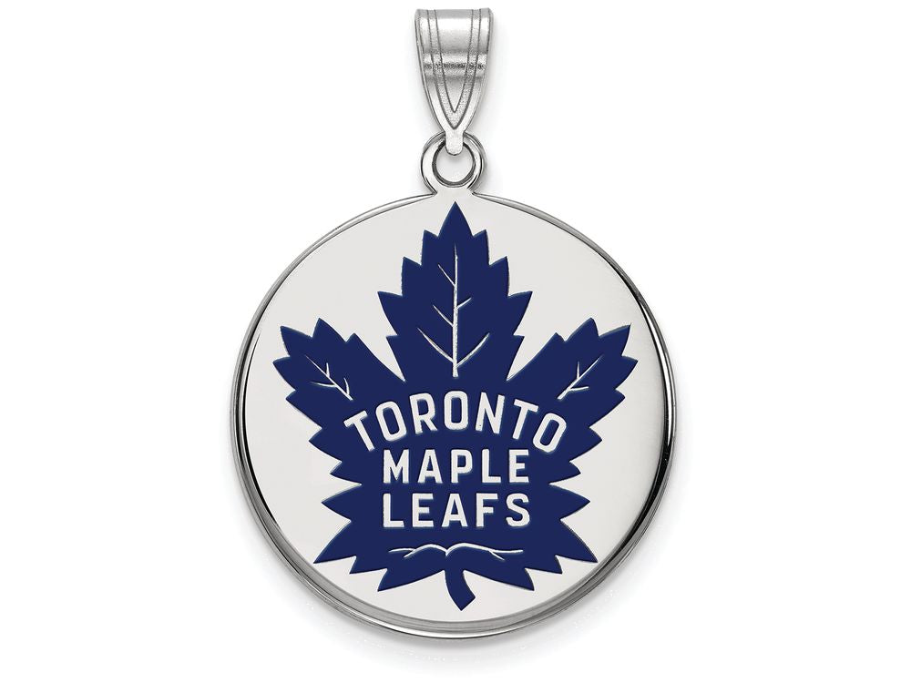 LogoArt Sterling Silver Toronto Maple Leafs Large Enamel Disc Pendant Necklace
