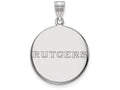 LogoArt Sterling Silver Rutgers Large Disc Pendant Necklace
