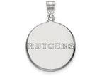 LogoArt Sterling Silver Rutgers Large Disc Pendant Necklace