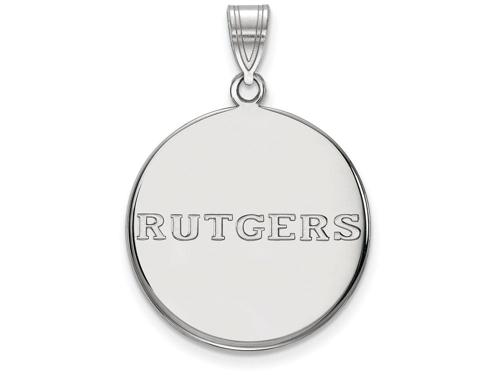 LogoArt Sterling Silver Rutgers Large Disc Pendant Necklace
