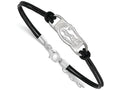 LogoArt Sterling Silver University Of Florida Leather Bracelet Small Center
