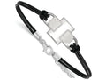 LogoArt Sterling Silver University Of Illinois Leather Bracelet Small Center