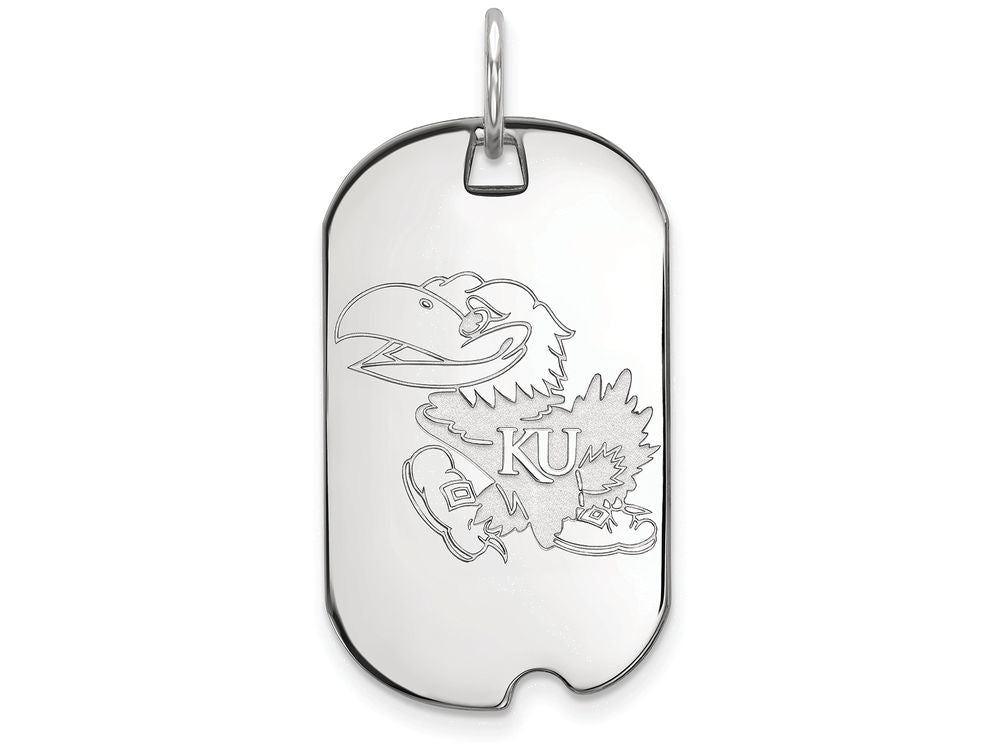 LogoArt Sterling Silver University Of Kansas Small Dog Tag Pendant Necklace