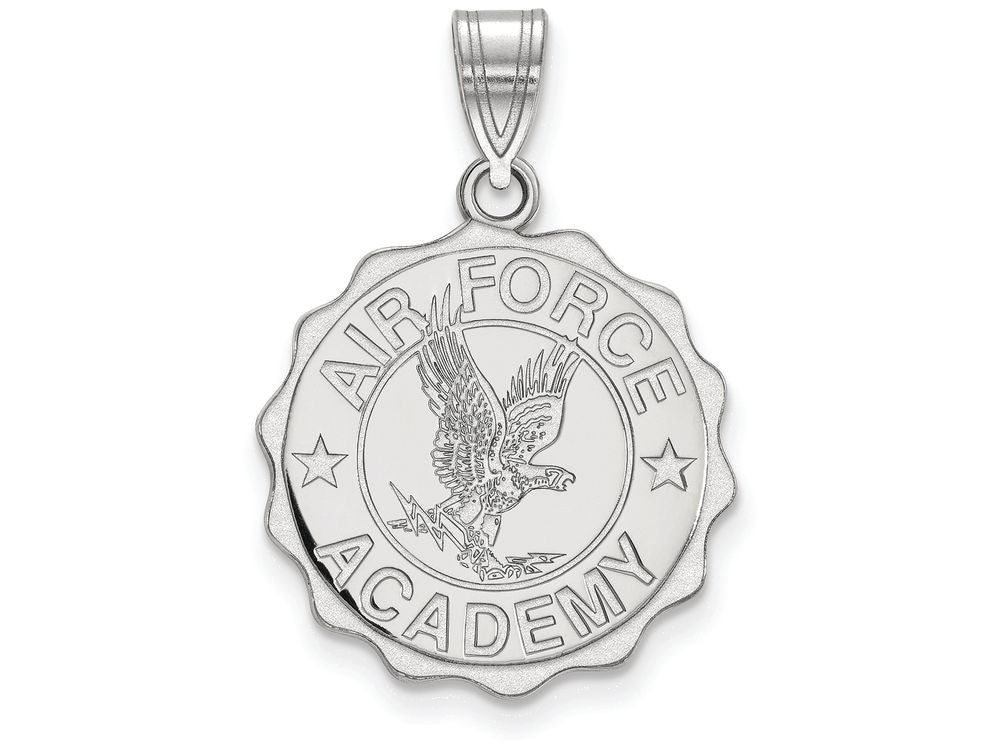 LogoArt Sterling Silver United States Air Force Academy Large Crest Pendant Necklace