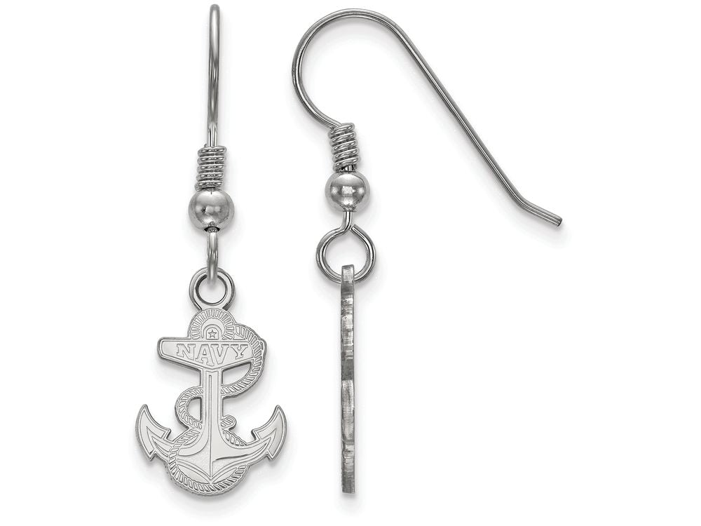 LogoArt Sterling Silver Navy Small Dangle Earrings Wire