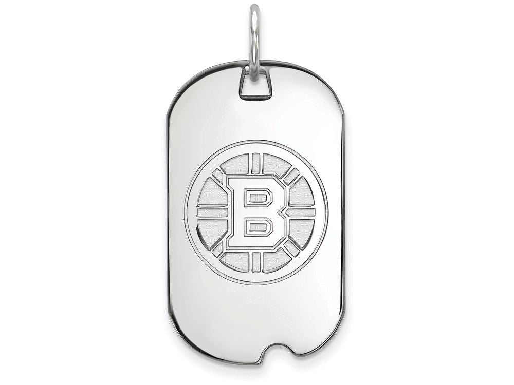 LogoArt Sterling Silver Boston Bruins Small Dog Tag Pendant Necklace