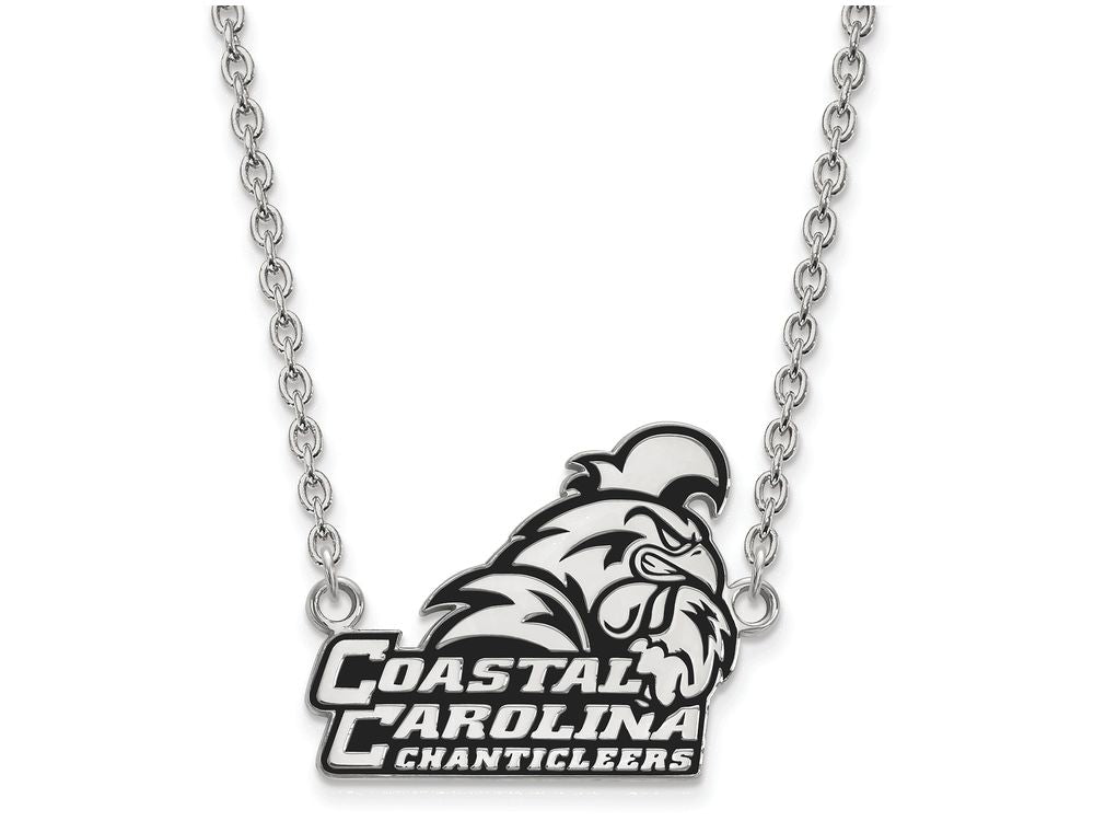LogoArt Sterling Silver Coastal Carolina University Enamel Large Pendant Necklace