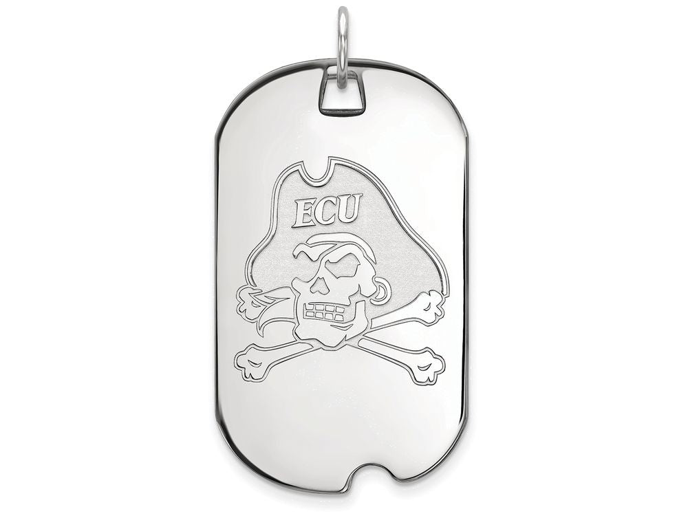LogoArt Sterling Silver East Carolina University Large Dog Tag Pendant Necklace
