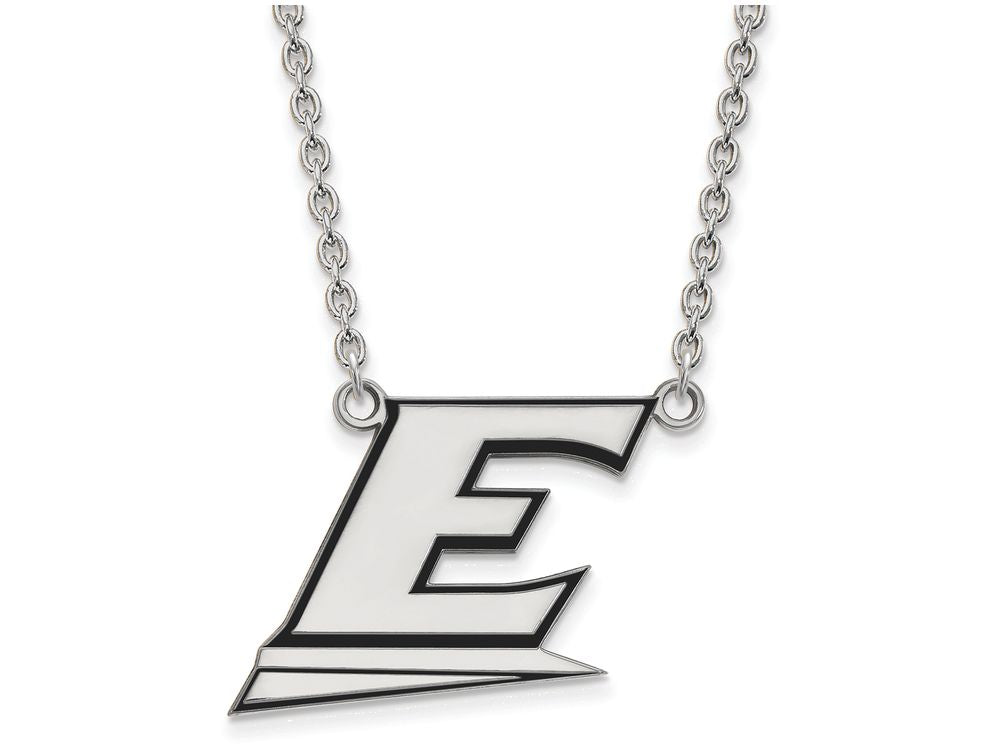 LogoArt Sterling Silver Eastern Kentucky University Large Enamel Pendant Necklace