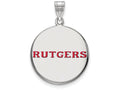 LogoArt Sterling Silver Rutgers Large Enamel Disc Pendant Necklace