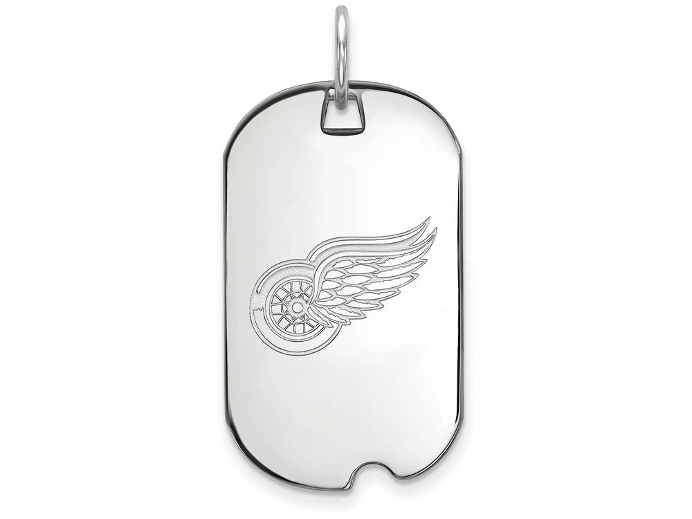 LogoArt Sterling Silver Detroit Red Wings Small Dog Tag Pendant Necklace
