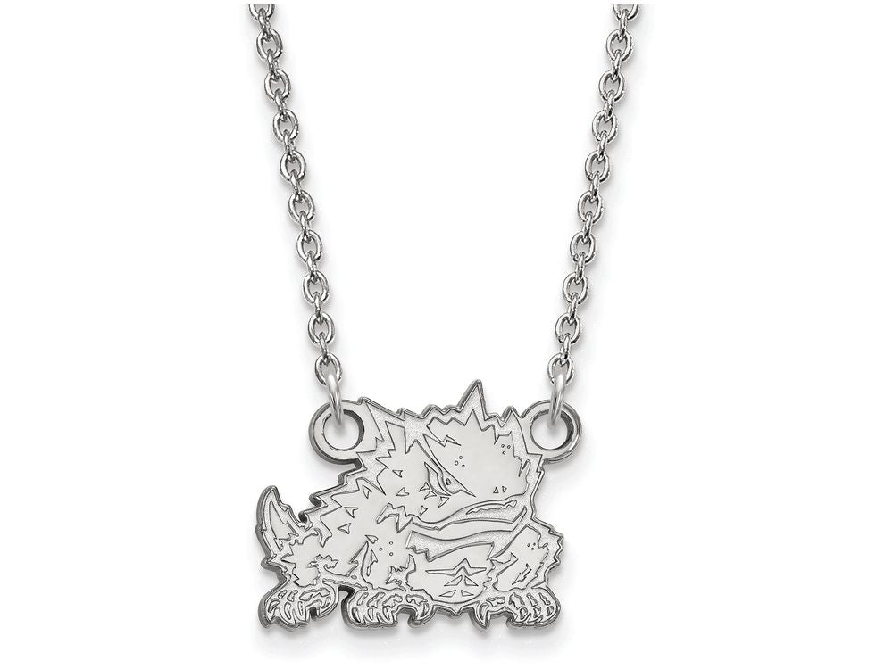 LogoArt Sterling Silver Texas Christian University Small Pendant Necklace