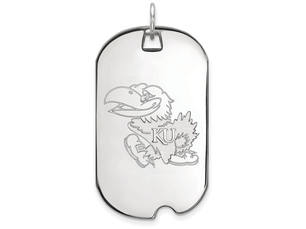 LogoArt Sterling Silver University Of Kansas Large Dog Tag Pendant Necklace