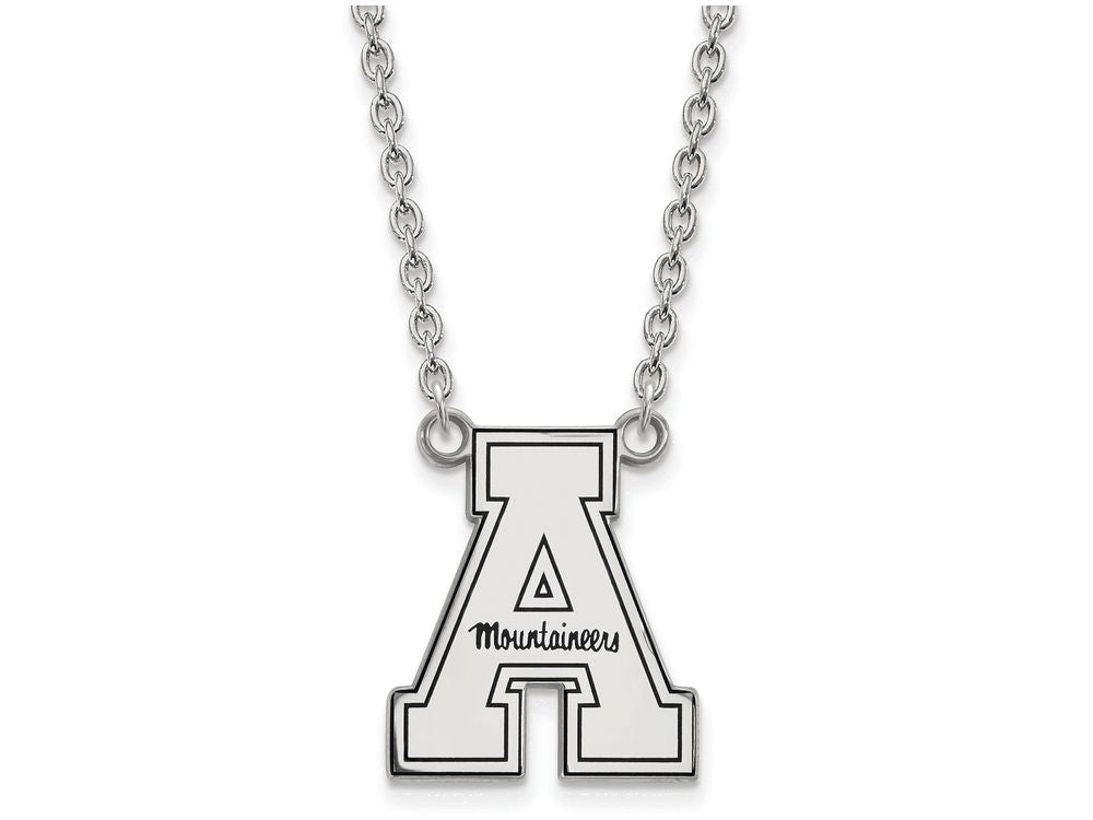 LogoArt Sterling Silver Appalachian State University Enamel Large Pendant Necklace