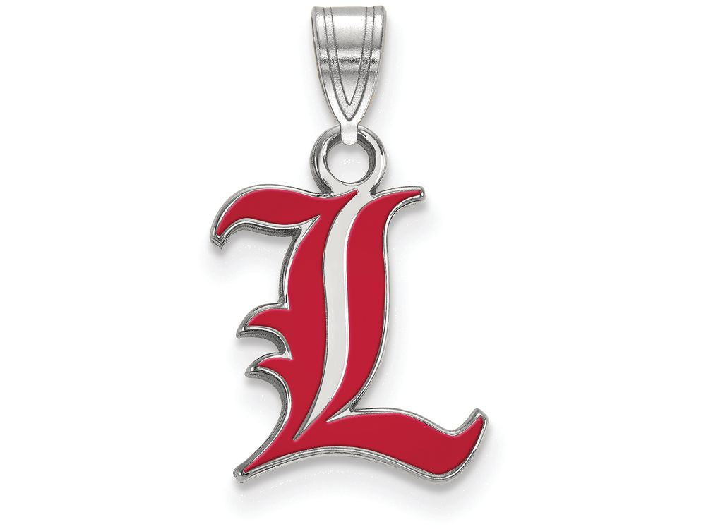 LogoArt Sterling Silver University Of Louisville Small Enamel Pendant Necklace