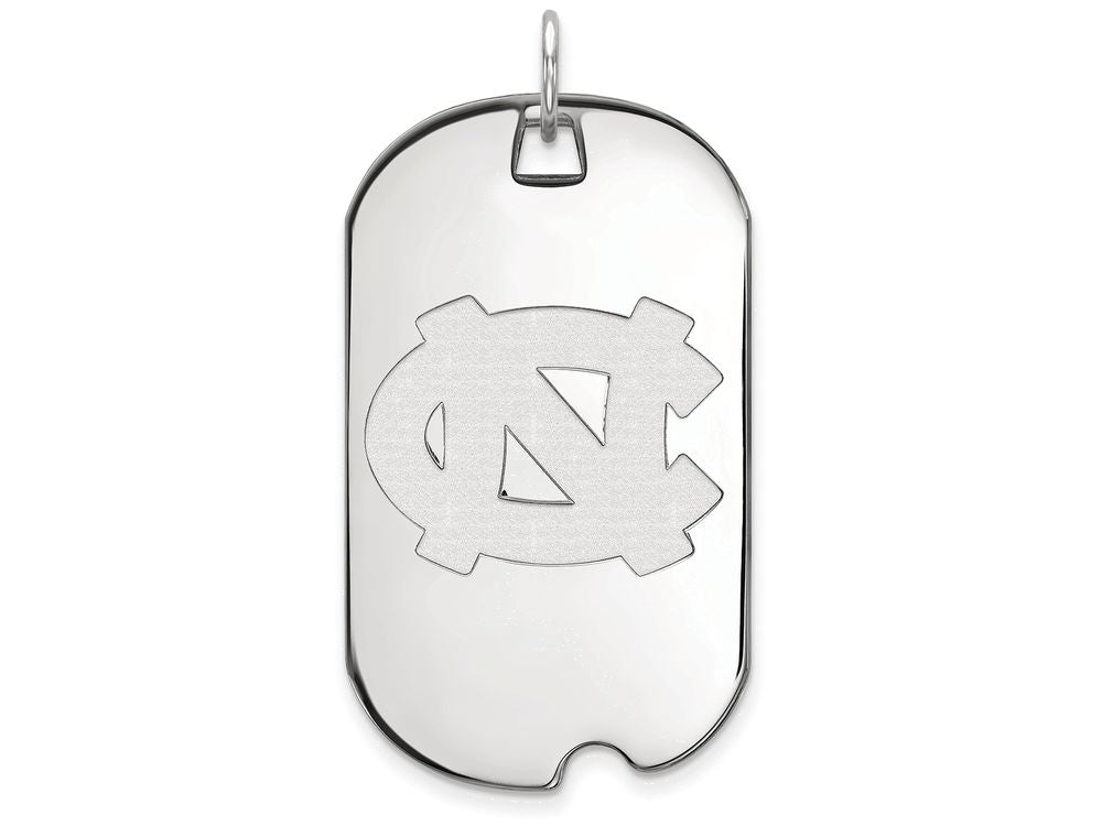 LogoArt Sterling Silver University Of North Carolina Large Dog Tag Pendant Necklace