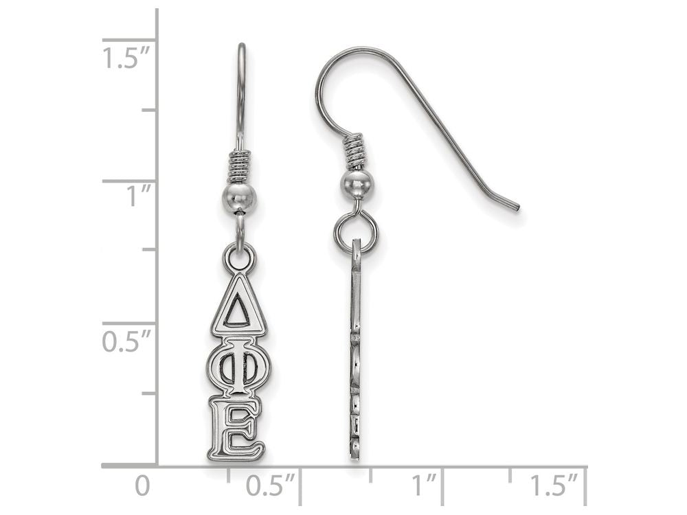 LogoArt Sterling Silver Delta Phi Epsilon Small Dangle Earrings