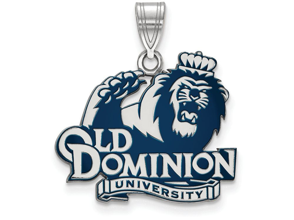 LogoArt Sterling Silver Old Dominion University Large Enamel Pendant Necklace