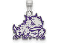 LogoArt Sterling Silver Texas Christian University Small Enamel Pendant Necklace