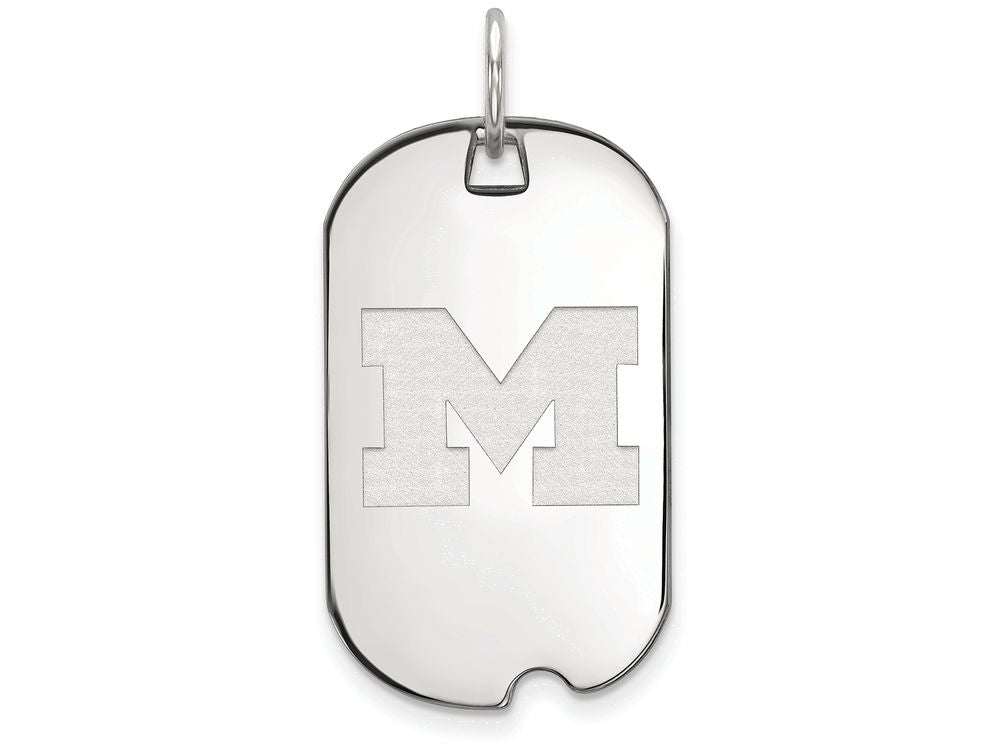 LogoArt Sterling Silver Michigan (univ Of) Small Dog Tag Pendant Necklace
