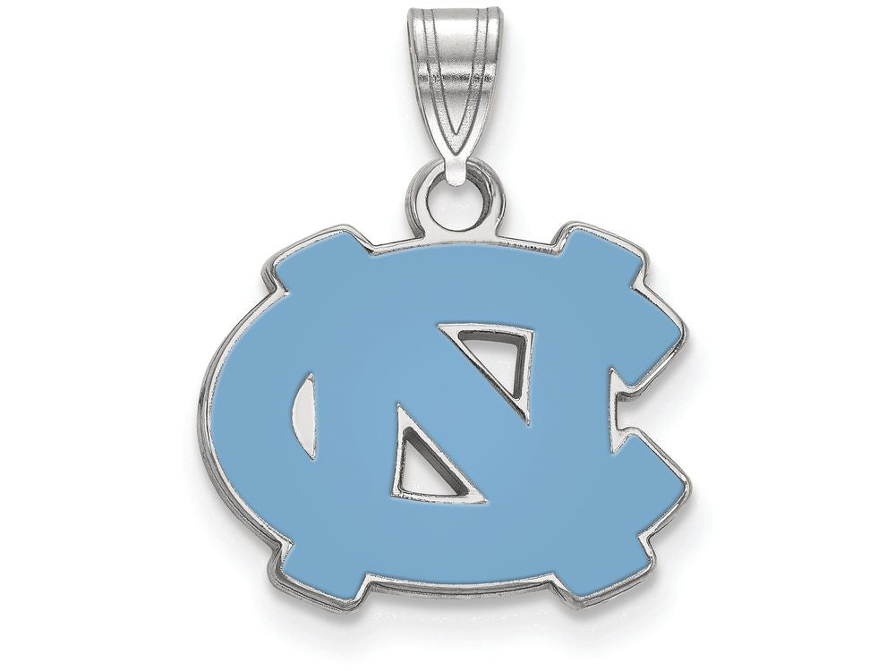 LogoArt Sterling Silver University Of North Carolina Small Enamel Pendant Necklace