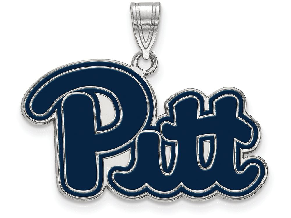 LogoArt Sterling Silver University Of Pittsburgh Large Enamel Pendant Necklace