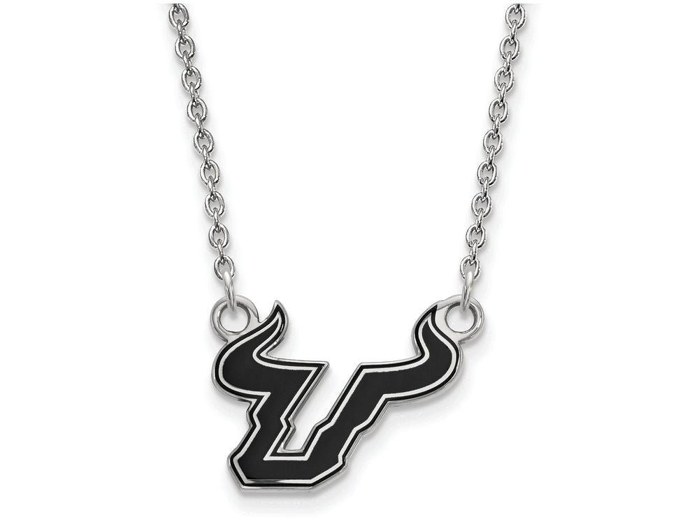 LogoArt Sterling Silver University Of South Florida Small Enamel Pendant Necklace