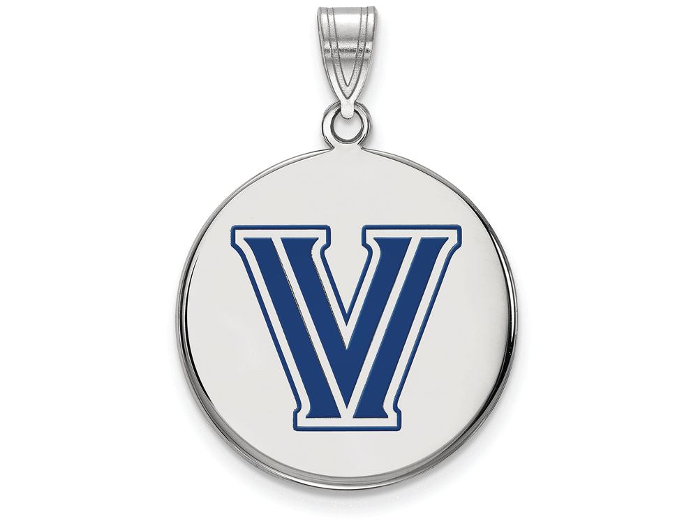 LogoArt Sterling Silver Villanova University Large Enamel Disc Pendant Necklace