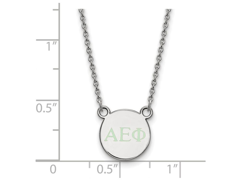 LogoArt Sterling Silver Alpha Epsilon Phi Extra Small Enameled Pendant Necklace With 18 Inch