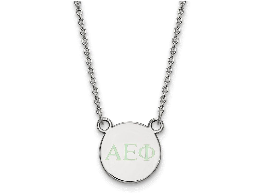 LogoArt Sterling Silver Alpha Epsilon Phi Extra Small Enameled Pendant Necklace With 18 Inch
