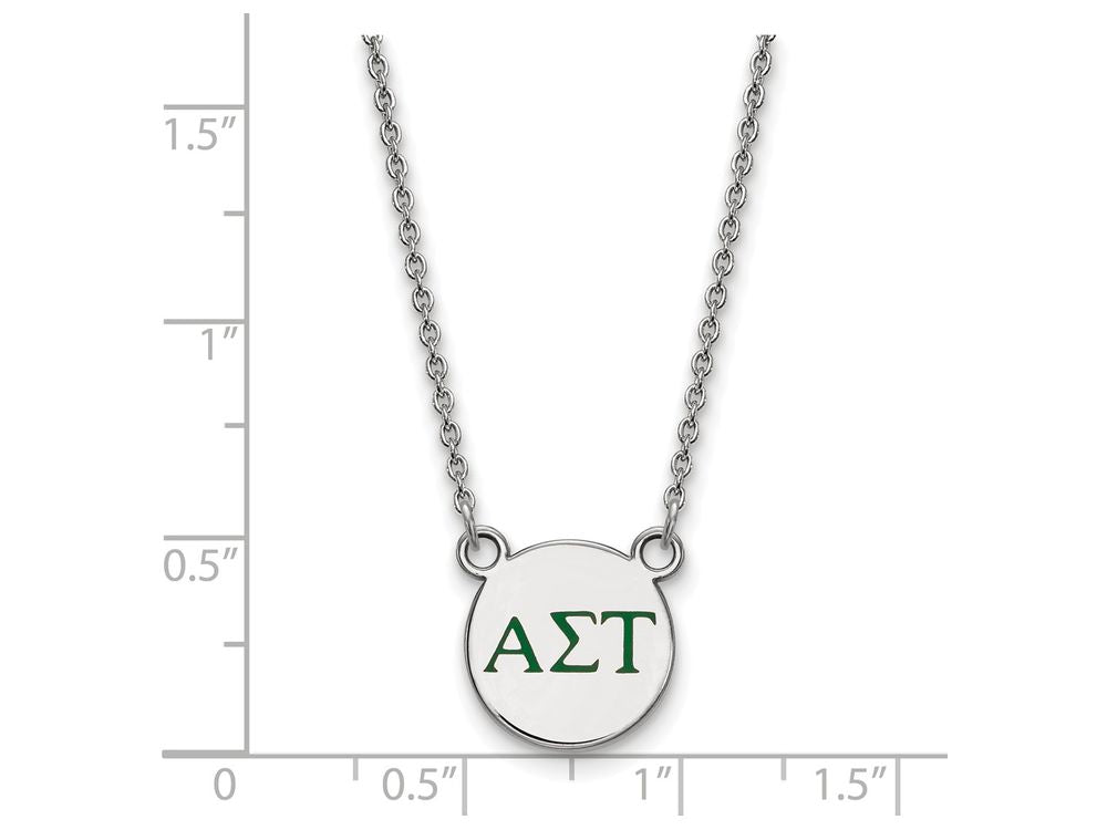 LogoArt Sterling Silver Alpha Sigma Tau Extra Small Enameled Pendant Necklace With 18 Inch