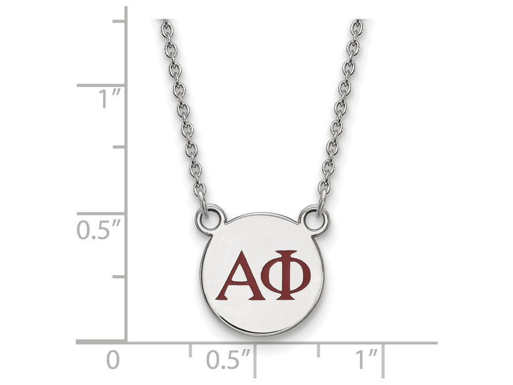 LogoArt Sterling Silver Alpha Phi Extra Small Enameled Pendant Necklace With 18 Inch
