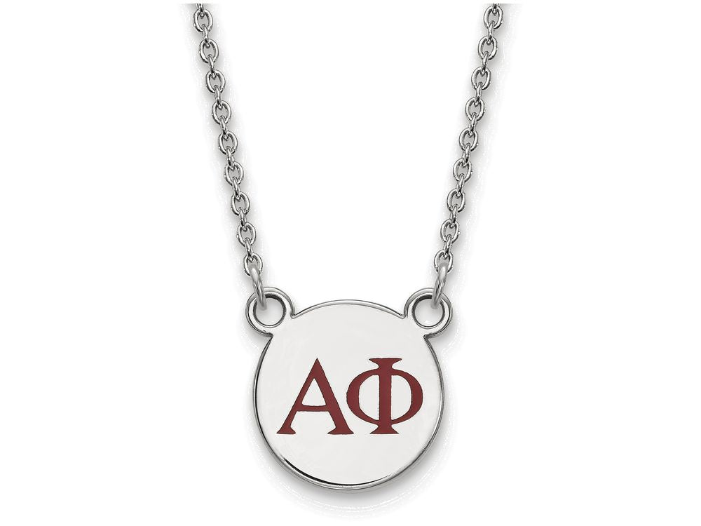 LogoArt Sterling Silver Alpha Phi Extra Small Enameled Pendant Necklace With 18 Inch