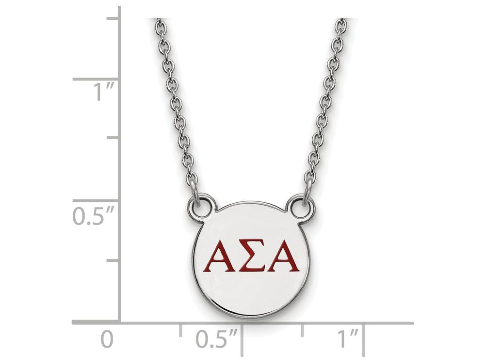 LogoArt Sterling Silver Alpha Sigma Alpha Extra Small Enameled Pendant Necklace With 18 Inch