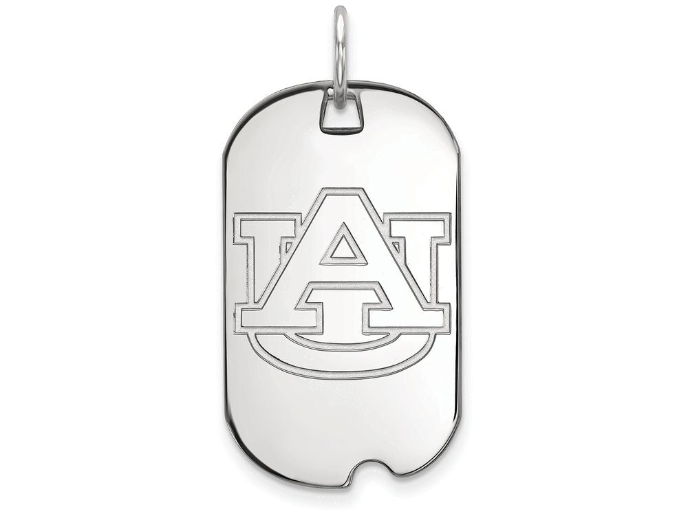 LogoArt Sterling Silver Auburn University Small Dog Tag Pendant Necklace