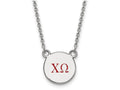 LogoArt Sterling Silver Chi Omega Extra Small Enameled Pendant Necklace With 18 Inch