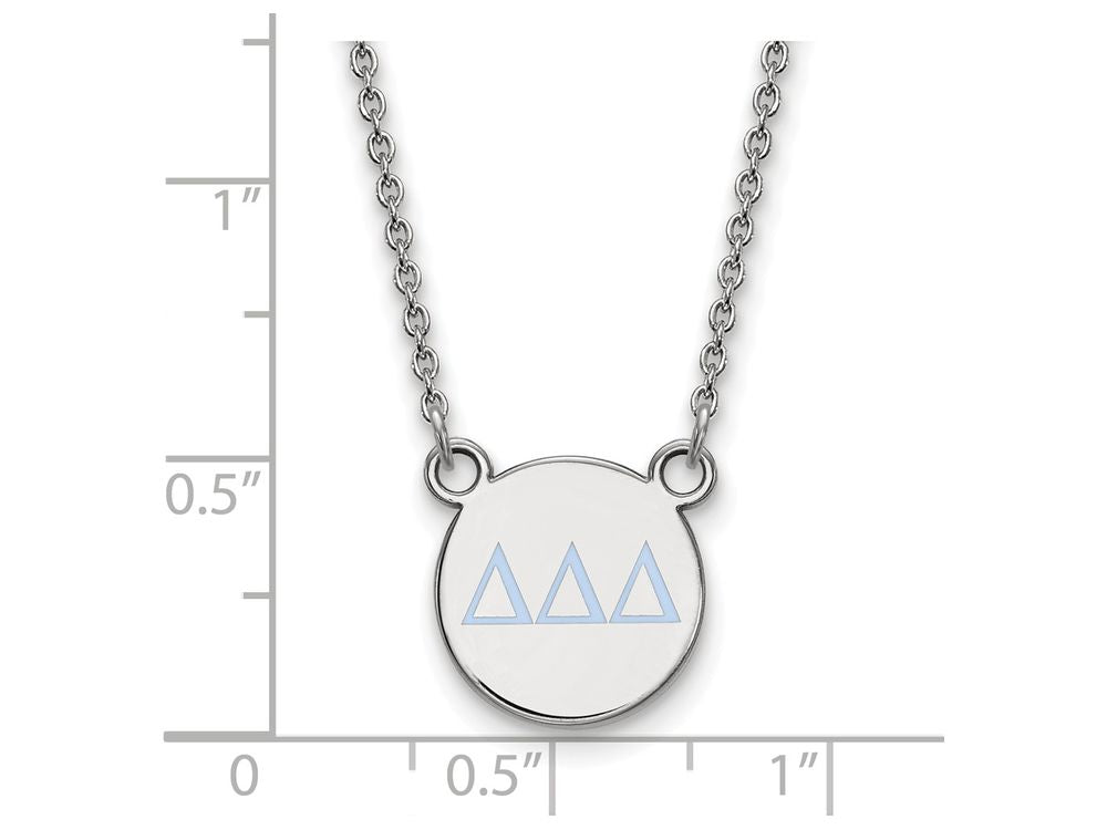 LogoArt Sterling Silver Delta Delta Delta Extra Small Enameled Pendant Necklace With 18 Inch