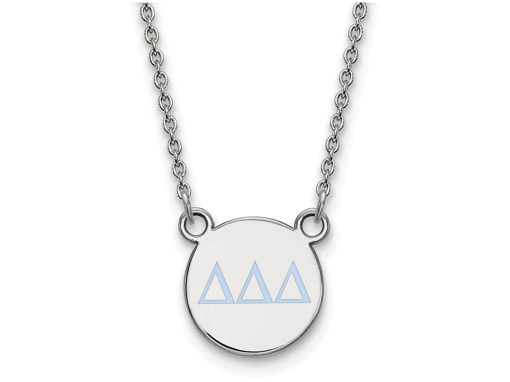 LogoArt Sterling Silver Delta Delta Delta Extra Small Enameled Pendant Necklace With 18 Inch