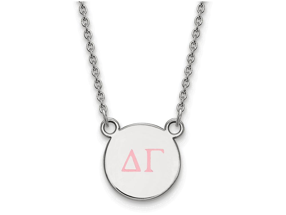 LogoArt Sterling Silver Delta Gamma Extra Small Enameled Pendant Necklace With 18 Inch