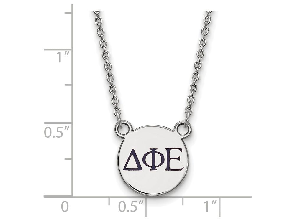 LogoArt Sterling Silver Delta Phi Epsilon Extra Small Enameled Pendant Necklace With 18 Inch