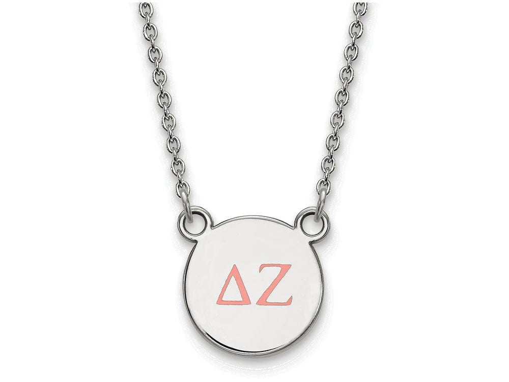 LogoArt Sterling Silver Delta Zeta Extra Small Enameled Pendant Necklace With 18 Inch