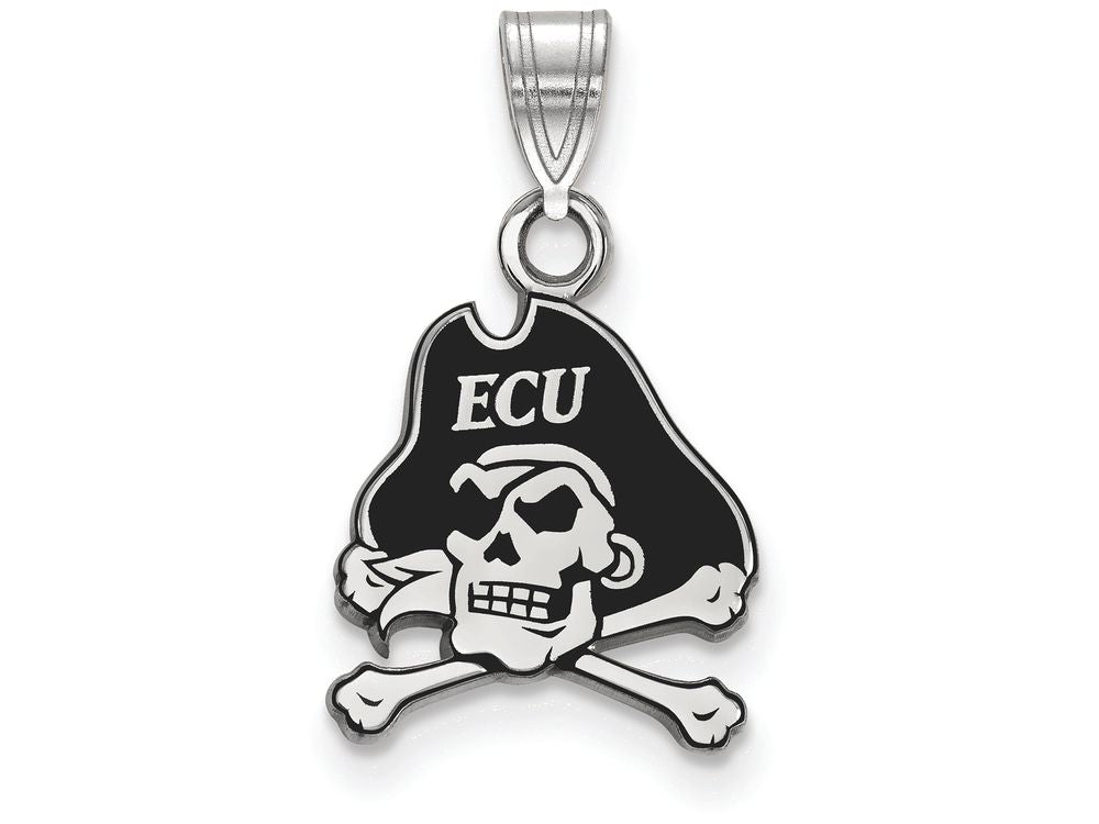 LogoArt Sterling Silver East Carolina University Small Enamel Pendant Necklace