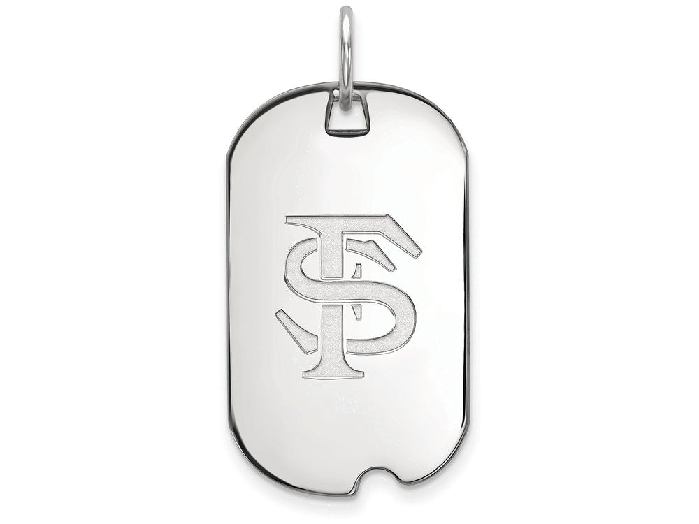 LogoArt Sterling Silver Florida State University Small Dog Tag Pendant Necklace