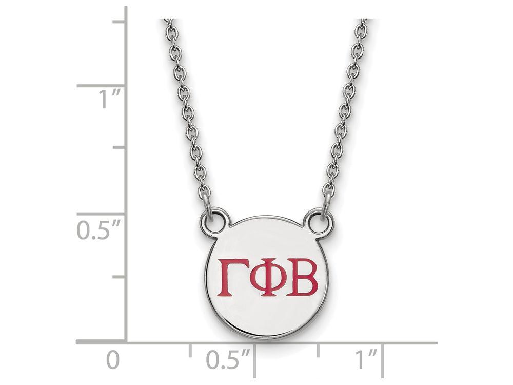 LogoArt Sterling Silver Gamma Phi Beta Extra Small Enameled Pendant Necklace With 18 Inch
