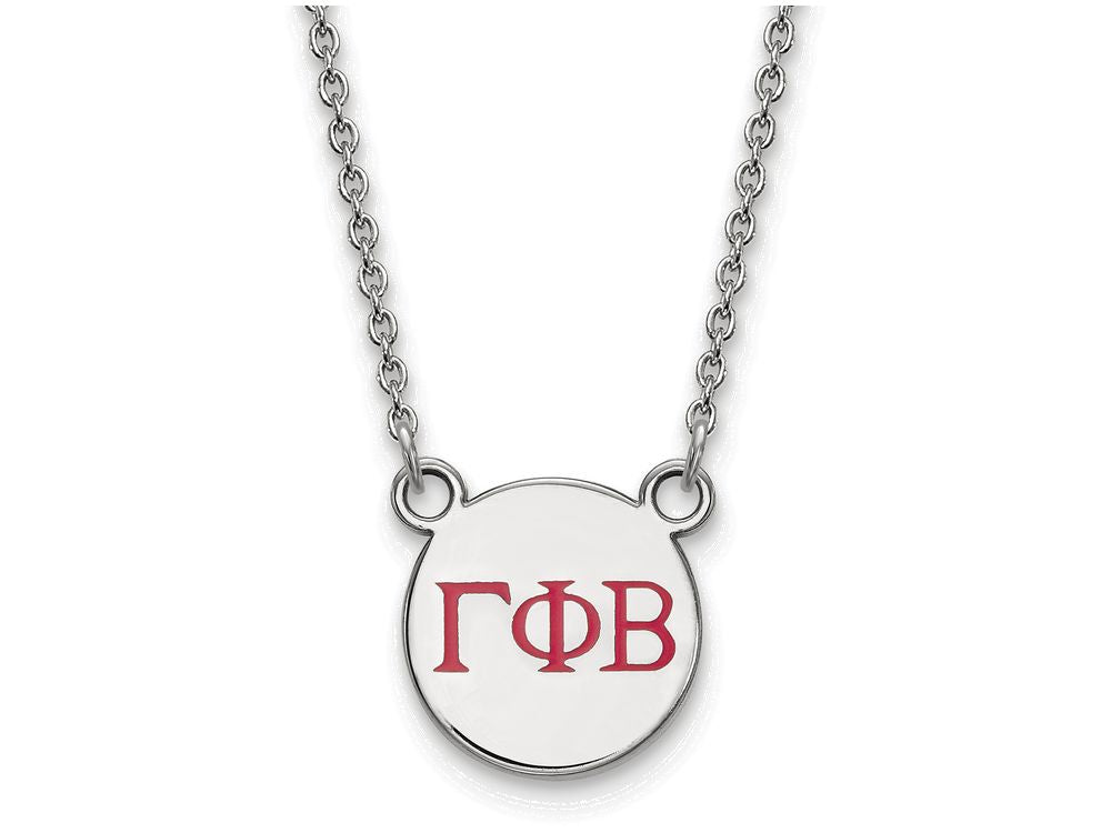 LogoArt Sterling Silver Gamma Phi Beta Extra Small Enameled Pendant Necklace With 18 Inch